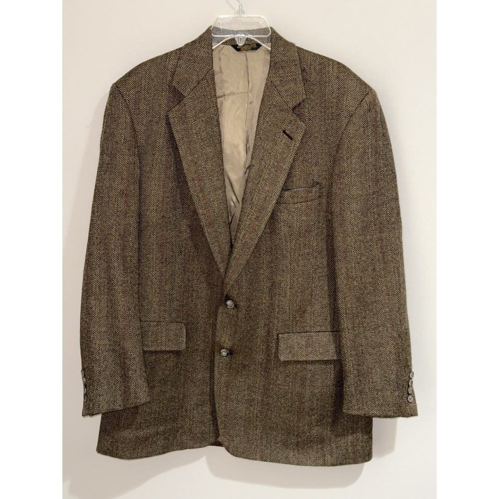 Turnbury Men's 44R Wool Sport Coat Blazer Wool Herringbone Tweed Italian Fabric